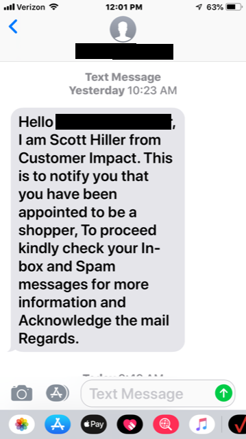 Scam Example #1 - Text Message