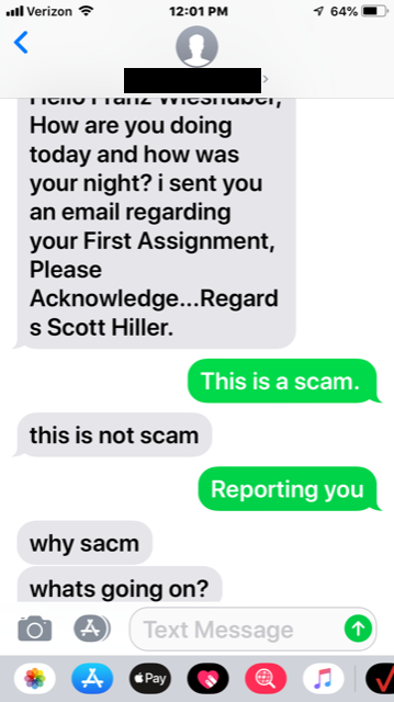 Scam Example #1 - Text Message 2