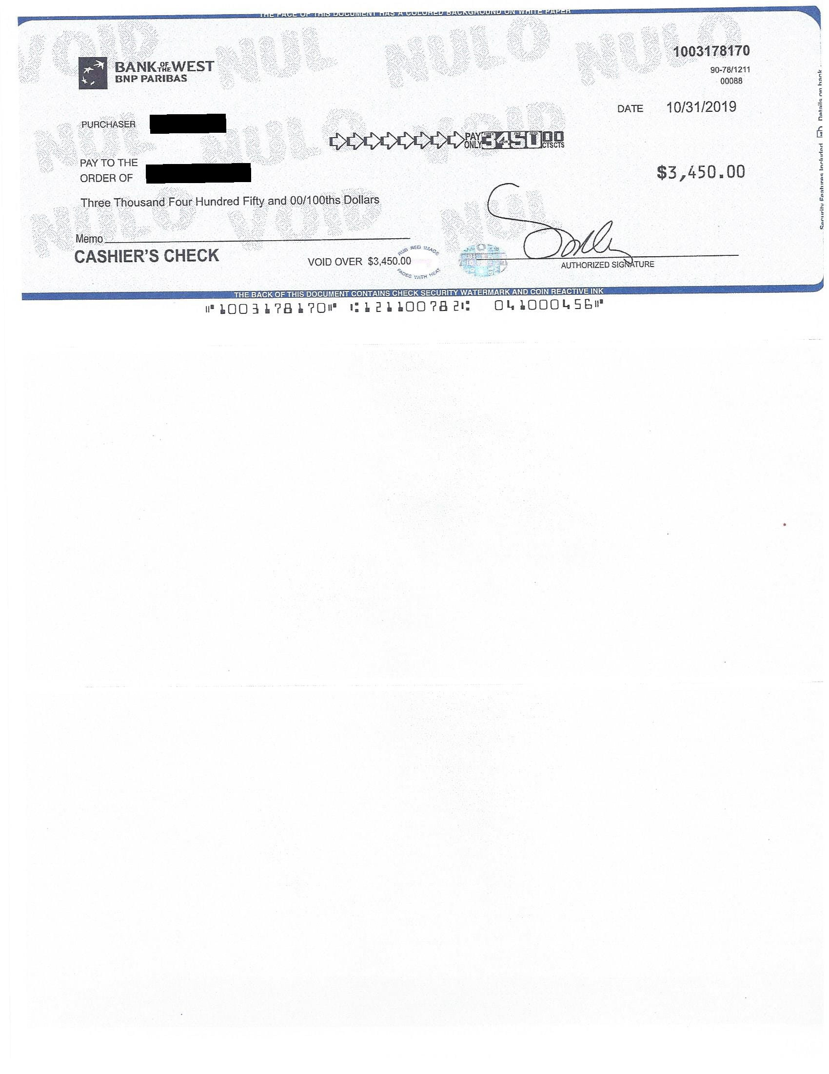Mail Scam Materials - Fraudulent Check